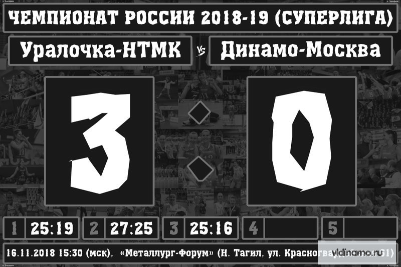 "Динамо" проиграло "Уралочке" - 0:3